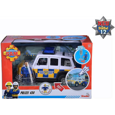 Simba Dickie 109251096 Simba Toys - Feuerwehrmann Sam - Polizeiauto 4x4 mit Figur