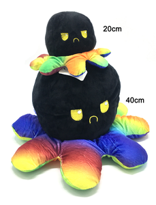 CT 34703 Oktopus Wendeplüsch - schwarz / weiß / rainbow (ca. 40 cm)