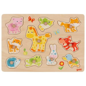 goki 57393 Puzzle - Steckpuzzle Tierkinder