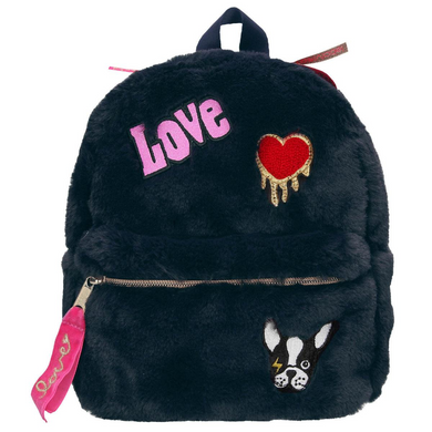 Depesche 10682 TOP Model - Rucksack Kunstfell mit Patches dunkelblau DOG