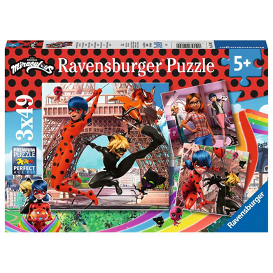 Ravensburger 05189 Kinder-Puzzle - Unsere Helden Ladybug und Cat Noir (3x49 Teile)