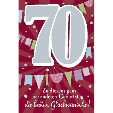 Depesche 5698-089 Karten mit Musik - # 89 - Zu diesem ganz besonderen Geburtstag die besten Glückwünsche! - Zahl 70 - rot