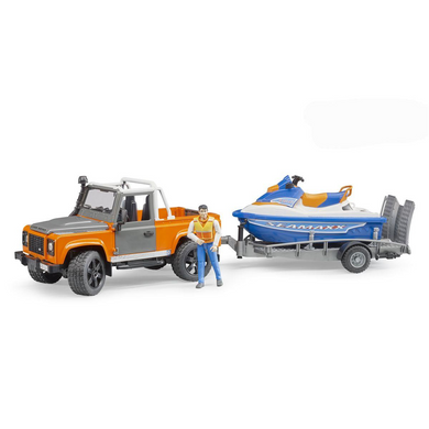 BRUDER 02599 Profi-Serie - Land Rover Defender Pick Up mit Anhänger