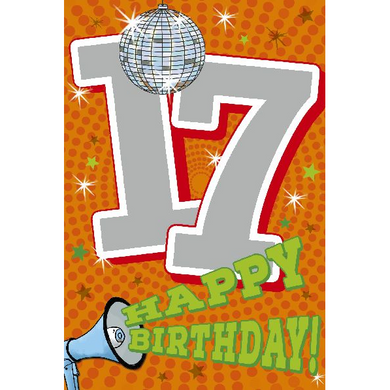 Depesche 5698-027 Karten mit Musik - # 27 - Happy Birthday! - Zahl 17 - orange