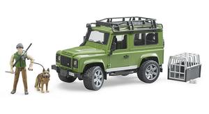 BRUDER 02587 Profi-Serie - Land Rover Defender Station Wagon mit Förster und Hund