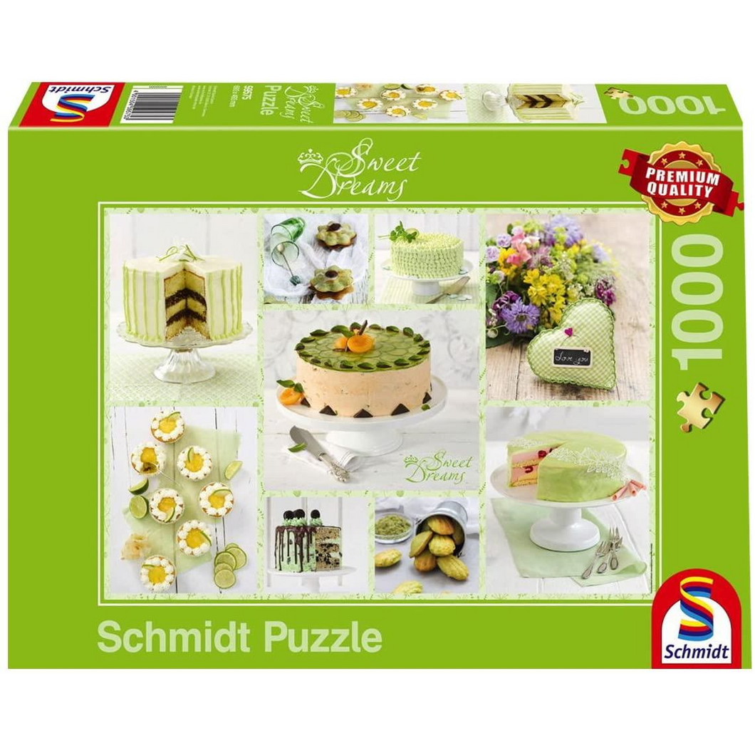 Schmidt Spiele 59575 Schmidt Puzzle - Sweet Dreams - Frühlingsgrünes Kuchenbuffett - 1000 Teile