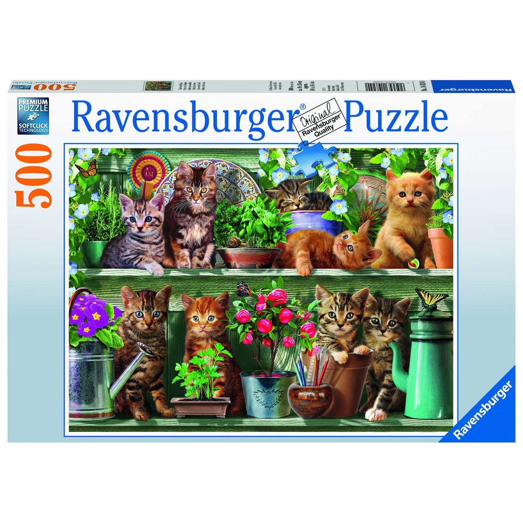 Ravensburger 14824 Erwachsenen-Puzzle - # 500 - Katzen im Regal