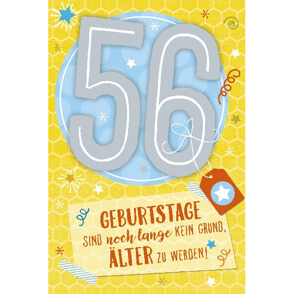 Depesche 5698-073 Karten mit Musik - # 73 - Geburtstage sind noch lange kein Grund- älter zu werden! - Zahl 56 - gelb