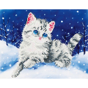 Needleart DD5-006 Diamond Dotz - Katze im Schnee - ca. 35.5x27.9cm