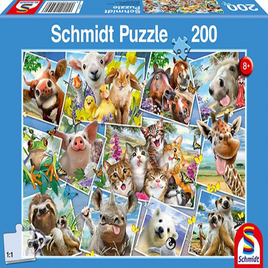 Schmidt Spiele 56294 Kinderpuzzle - Tierische Selfies - 200 Teile