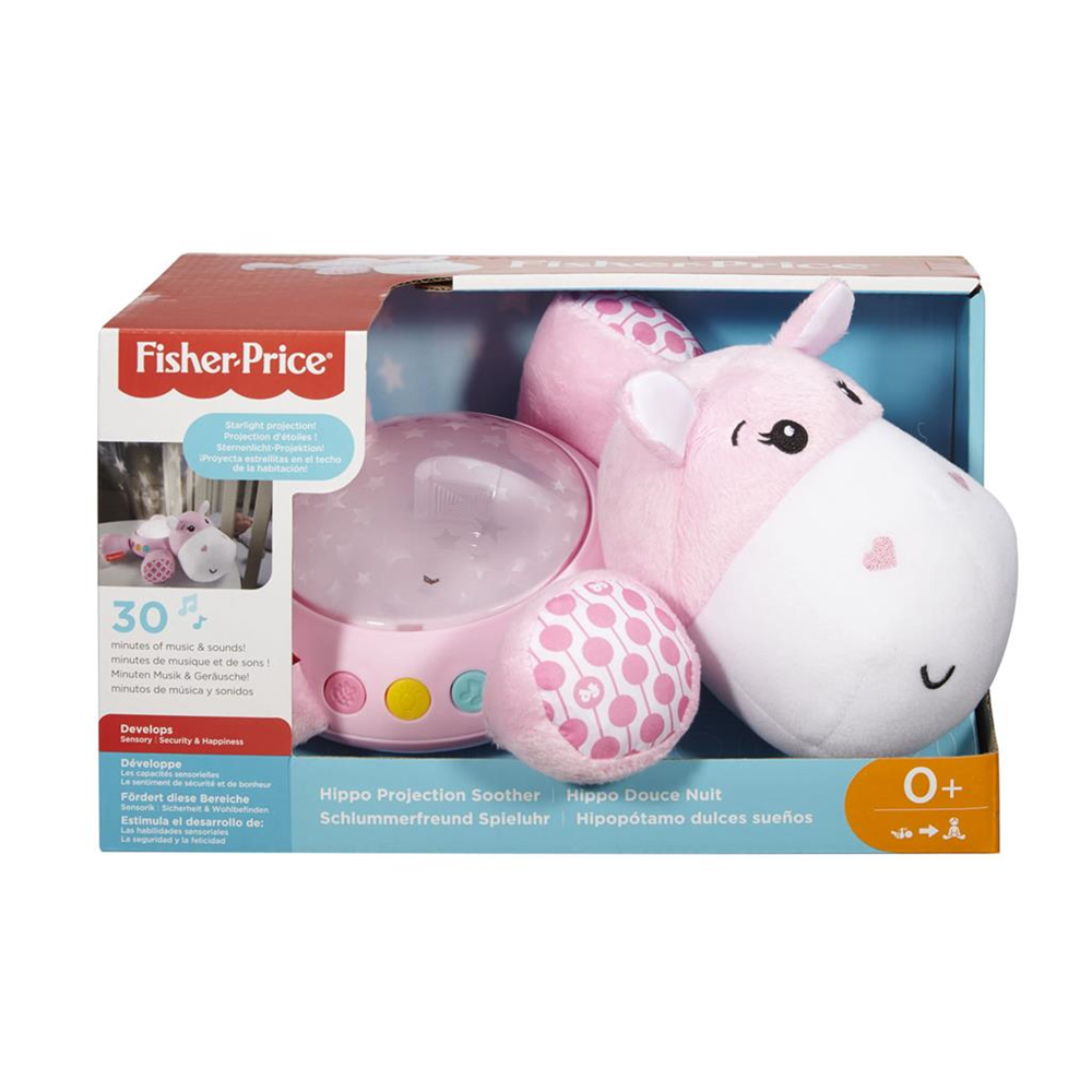 Mattel FGG89 Fisher Price - Schlummerlicht Spieluhr - Nilpferd-Nachtlicht mit Musik - pink