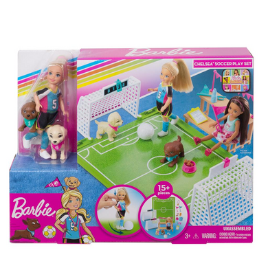 Mattel GHK37 Barbie - Traumvilla Abenteuer Chelsea Fußballerin Puppe und Spielset