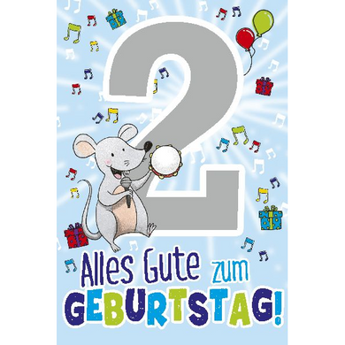 Depesche 5698-003 Karten mit Musik - # 3 - Alles Gute zum Geburtstag - Zahl 2 - blau