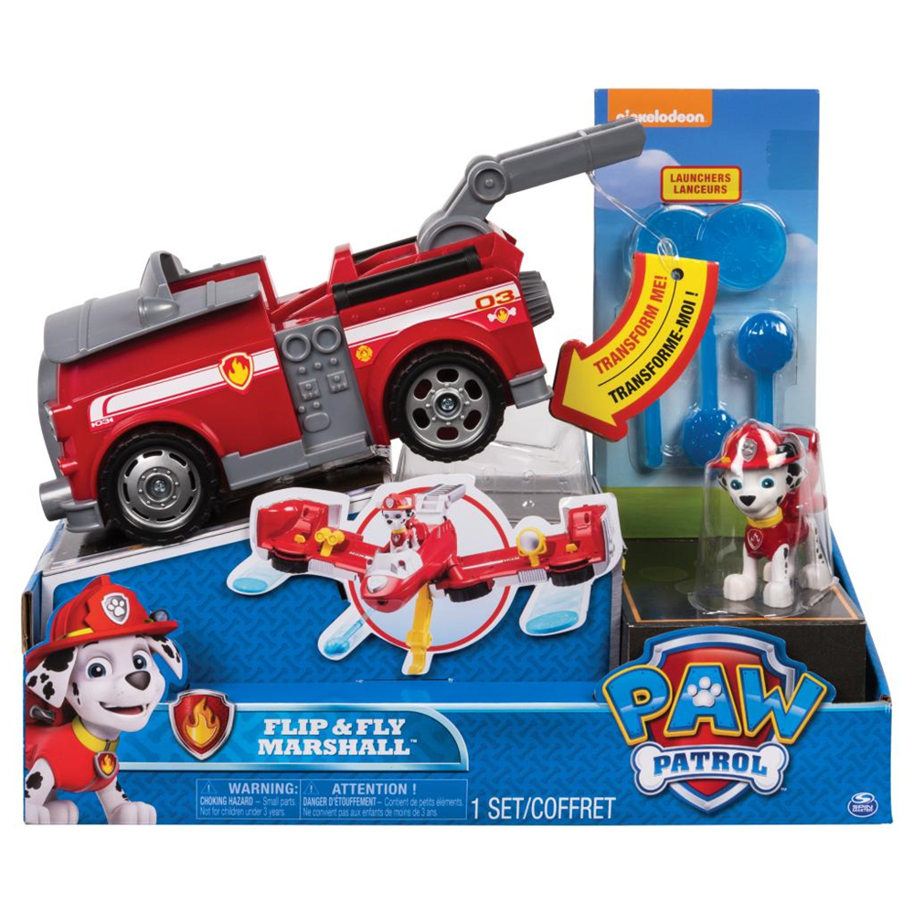 Spin Master 20088696 Paw Patrol -  Flip & Fly - 2-in-1 Transforming Fahrzeug - Marshall