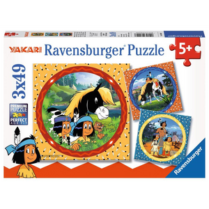 Ravensburger 08000 Kinder-Puzzle - Yakari - Yakari der tapfere Indianer (3x49 Teile)