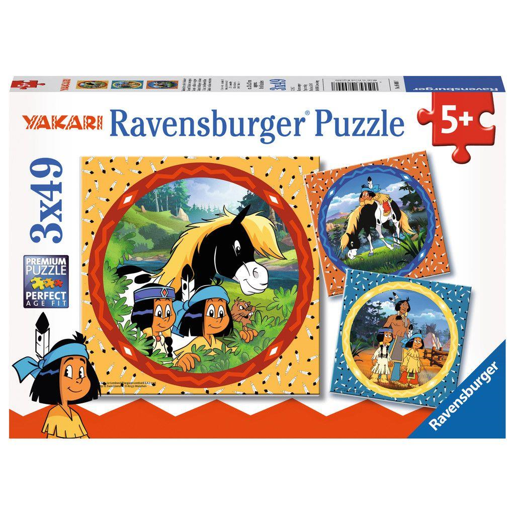 Ravensburger 08000 Kinder-Puzzle - Yakari - Yakari der tapfere Indianer (3x49 Teile)