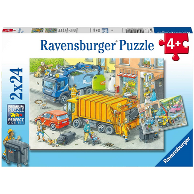 Ravensburger 05096 Kinder-Puzzle - # 24 - Müllabfuhr und Abschleppwagen