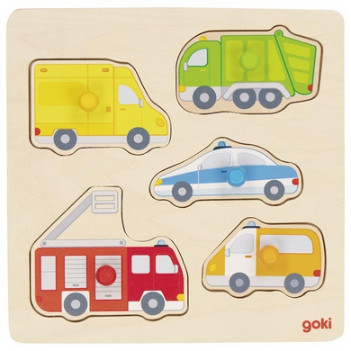goki 57445 Holzpuzzle - Steckpuzzle - Auf der Straße