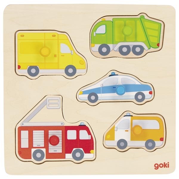 goki 57445 Holzpuzzle - Steckpuzzle - Auf der Straße