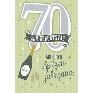 Depesche 5698-090 Karten mit Musik - # 90 - Zum Geburtstag Auf einen Spitzenjahrgang! - Zahl 70 - grün