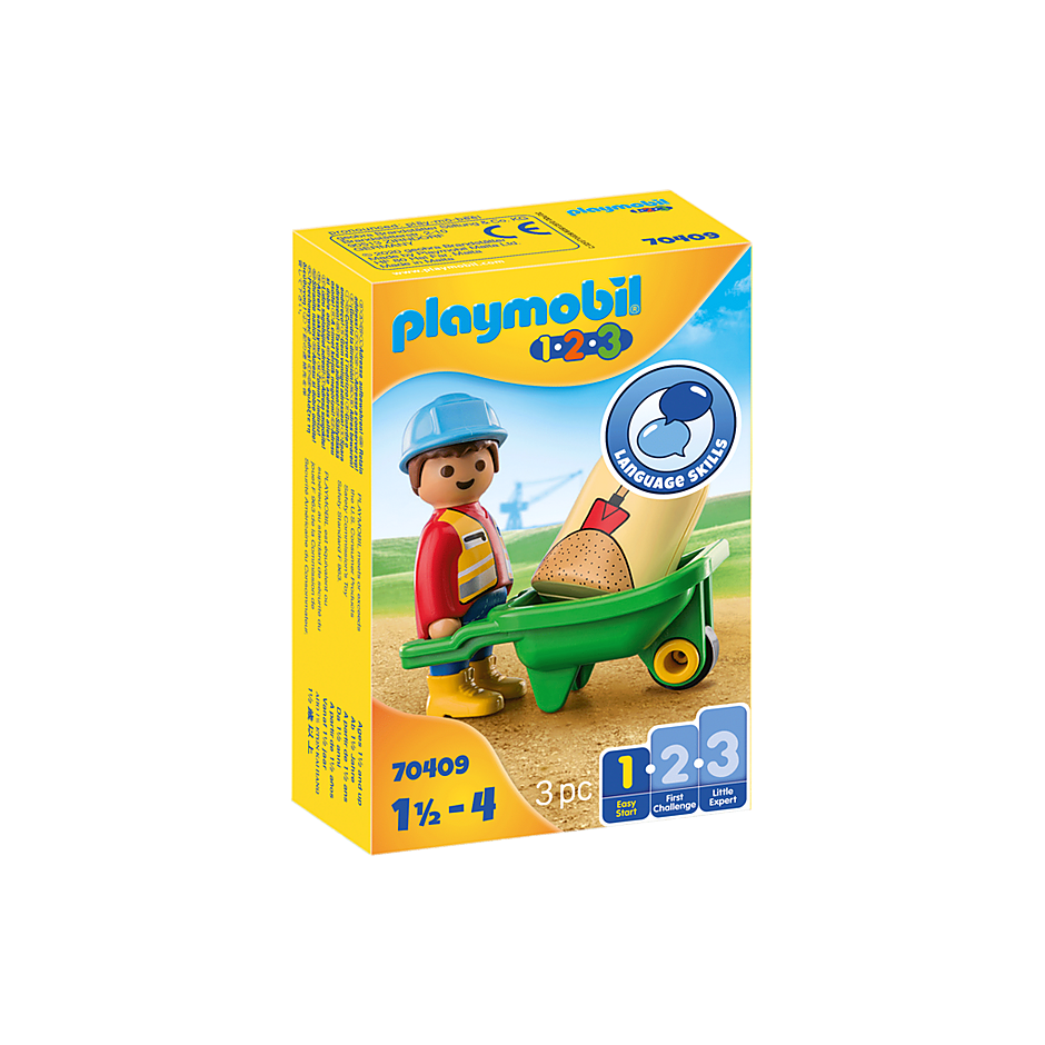 Playmobil 70409 Playmobil 1-2-3 - Bauarbeiter mit Schubkarre