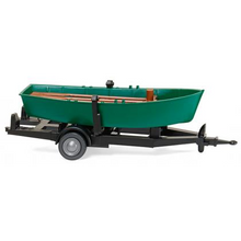 Wiking-Modellbau 009401 Wiking - Klassik Edition 1:87 - Ruderboot auf Anhänger - türkisgrün