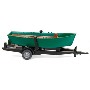 Wiking-Modellbau 009401 Wiking - Klassik Edition 1:87 - Ruderboot auf Anhänger - türkisgrün
