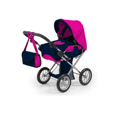 VEDES 13654AA Amia - Puppen-Kombiwagen Heart mit Wickeltasche - blau-magenta