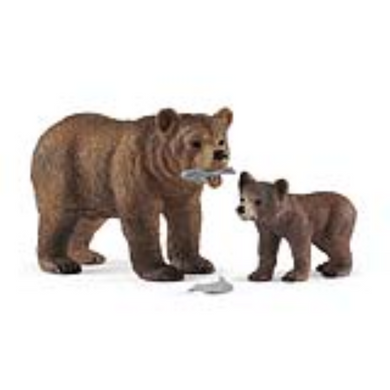 Schleich 42473 Wild Life - Grizzlybär Mutter mit Jungem