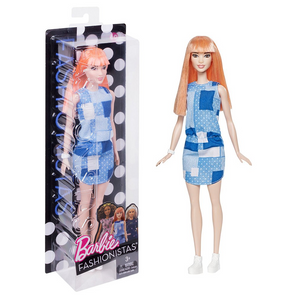 Mattel DYY90 Barbie Fashionistas - - Puppe im Denim-Kleid