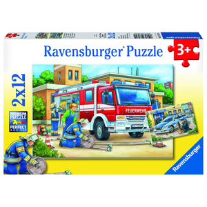 Ravensburger 07574 Kinder-Puzzle - Polizei und Feuerwehr (2x12 Teile)