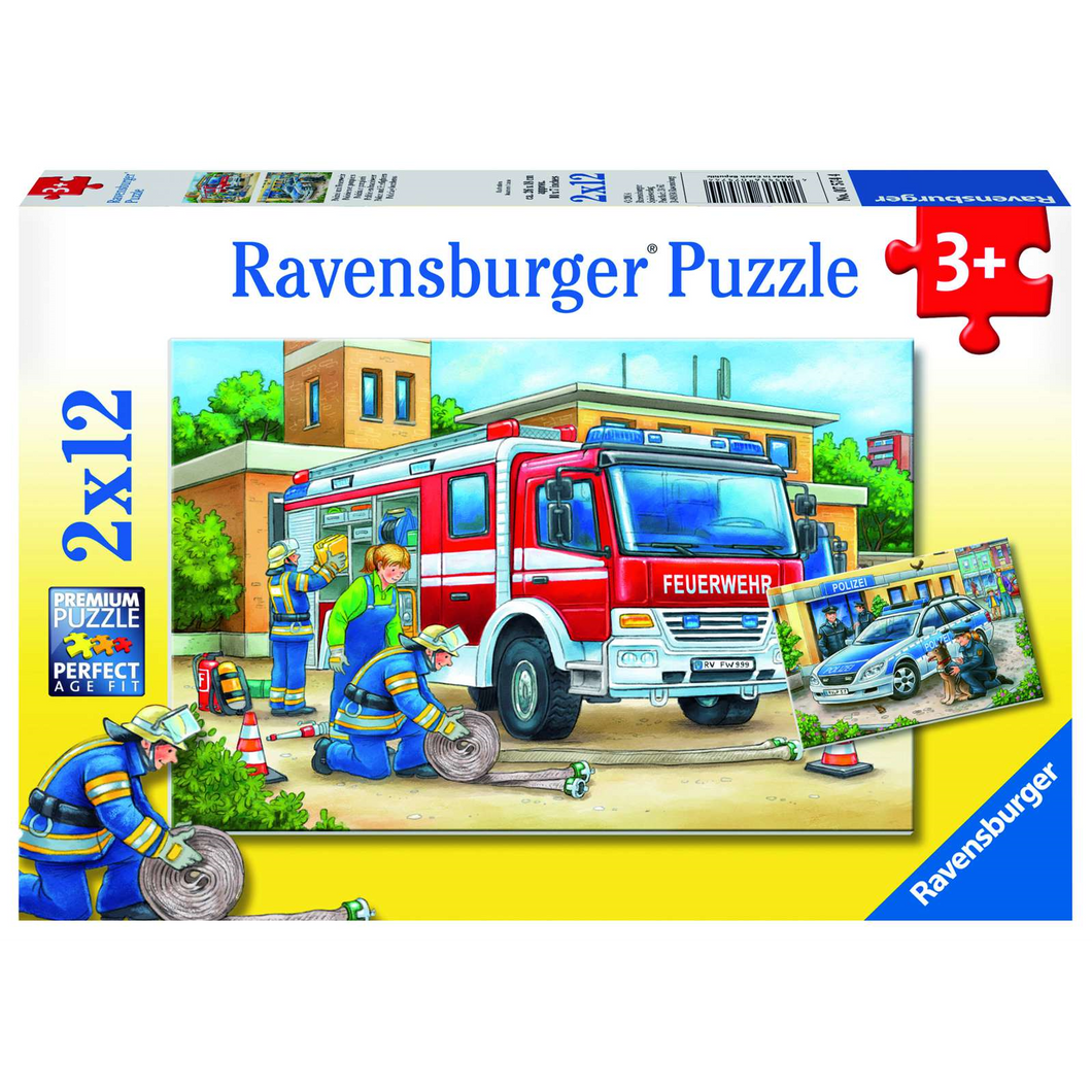 Ravensburger 07574 Kinder-Puzzle - Polizei und Feuerwehr (2x12 Teile)
