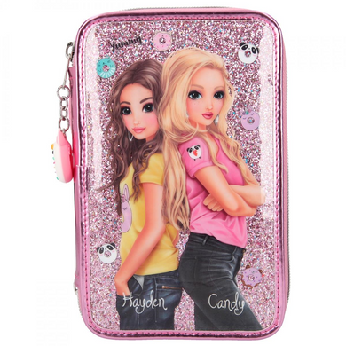 Depesche 11011 TOP Model - CANDY CAKE - 3-Fach Federtasche Glitter (rosa)