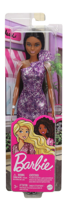 Mattel 7580 Barbie - Glitzer Outfits mit lila Glitzerkleid
