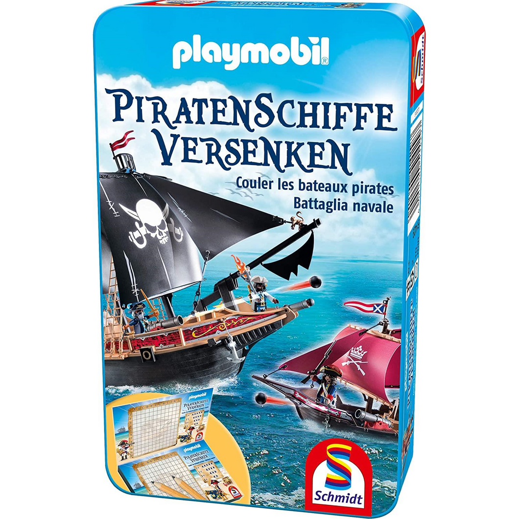 Schmidt Spiele 51429 Bring-Mich-Mit Metalldose - Playmobil Piratenschiffe versenken