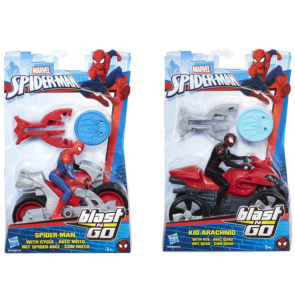 Hasbro B9994 Spiderman - Blast N' Go Racers – Actionfigur + Spider-Bike