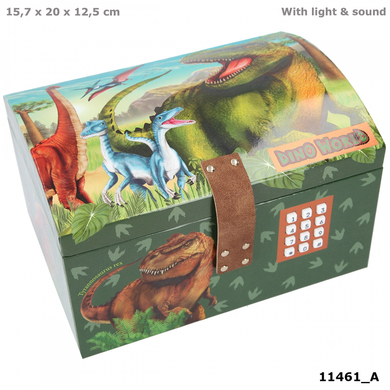 Depesche 011461 Dino World - Schatztruhe mit Code (Sound und Licht)