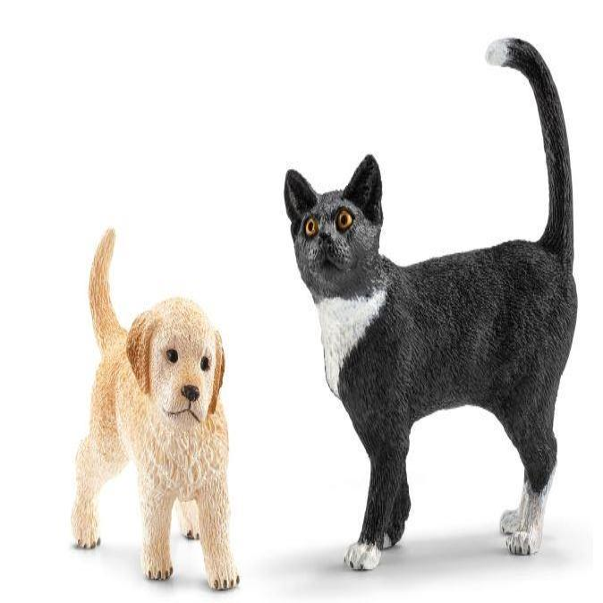 Schleich 87390 Farm World - 2er Pack - Golden-Retriever Welpe und Katze