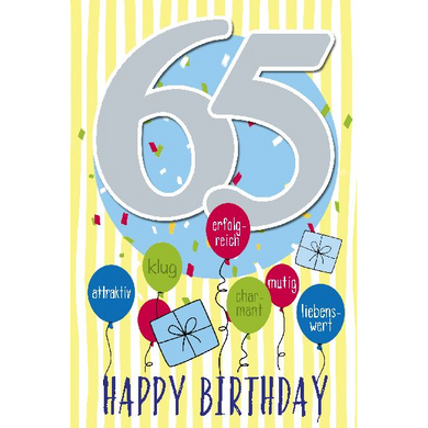 Depesche 5698-084 Karten mit Musik - # 84 - Happy Birthday! - Zahl 65 - gelb