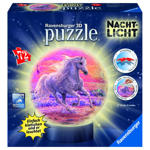 Ravensburger 11843 3D Puzzle 4 - Pferde am Strand Nachtlicht Puzzle-Ball 72 Teile