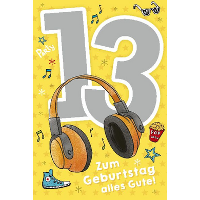 Depesche 5698-023 Karten mit Musik - # 23 - Zum Geburtstag alles Gute! - Zahl 13 - gelb