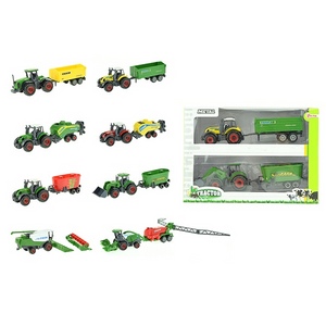 Toi-toys 28492Z Cars&Trucks - Traktor Set 2 x Traktor mit Anhänger - 4-fach sortiert