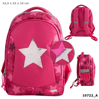 Depesche 10722 TOP Model - Schulrucksack Streichpaillette Stern pink