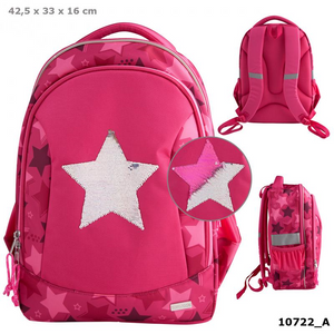 Depesche 10722 TOP Model - Schulrucksack Streichpaillette Stern pink