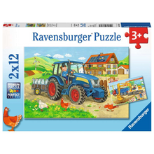 Ravensburger 07616 Kinder-Puzzle - Baustelle und Bauernhof (2x12 Teile)