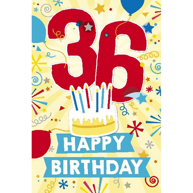 Depesche 5698-049 Karten mit Musik - # 49 - Happy Birthday - Zahl 36 - multi-color