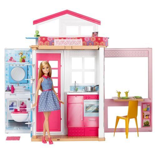 Mattel DVV48 Barbie - 2-Etagen Ferienhaus und Puppe