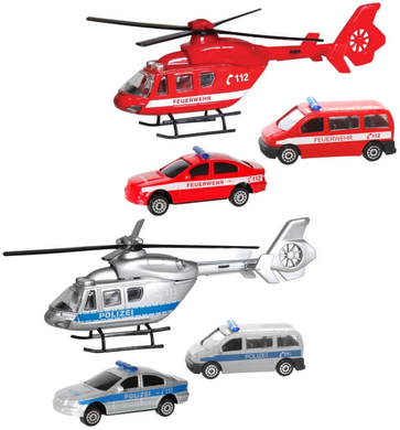 VEDES 32454666 Speedzone - DieCast - Helikopter und Fahrzeug Set - Freilauf