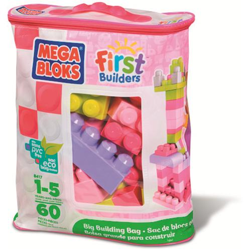 Mattel 8417 Mega Bloks - First Builders - Maxi Bausteinebeutel - 60 Teile (Pastellfarben)