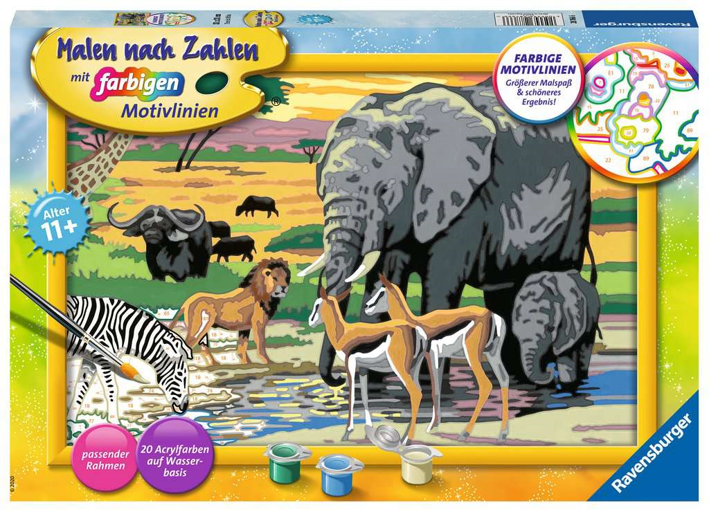 Ravensburger 28766 Malen nach Zahlen - Tiere in Afrika